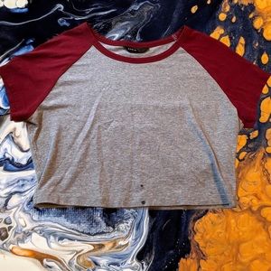 Shein Red and Grey Crop Top (SMALL INK STAIN) M/L